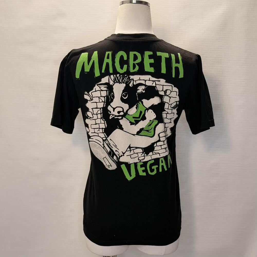 Macbeth Shirt Mens XS Black Vegan Graphic Cow Animal Rights Short Sleeve Tee